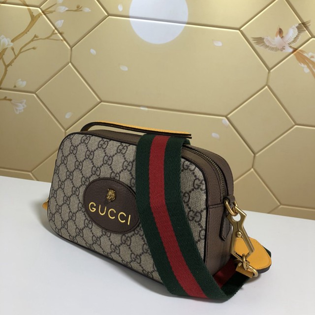 Gucci包包 476466 古馳Gucci老虎頭包 Gucci紅綠織帶相機包  gqy1858